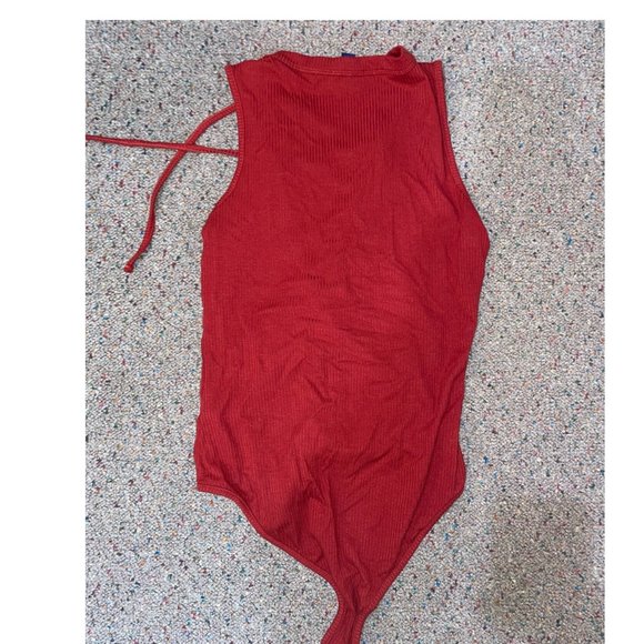 Burgundy Lace-up Bodysuit size small - Picture 3 of 3